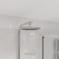Ensemble de robinet de douche thermostatique à double tête carrée en chrome pour salle de bain.