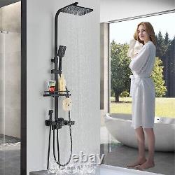 Ensemble de robinets de douche thermostatiques à tête jumelle carrée en noir pour salle de bains avec valve apparente