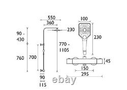 Folie Bristan Arrière-alimenté Exposé Chrome Thermostatique Barre Mélangeur de Douche Avec Réglage