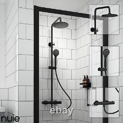 Kit de douche thermostatique en barre noir pour salle de bain Nuie Matt avec pommeau fixe moderne