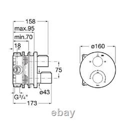 Mélangeur de bain et de douche thermostatique encastré Roca T1000