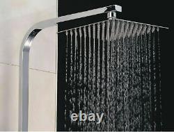 Mélangeur de douche exposé thermostatique pour salle de bains avec ensemble de barres carrées en chrome à double tête