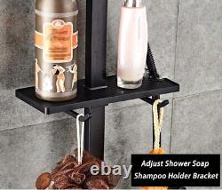 Mélangeur de douche noir avec robinet thermostatique pour salle de bain, kit de douche carré avec pomme de douche pluie encastrée