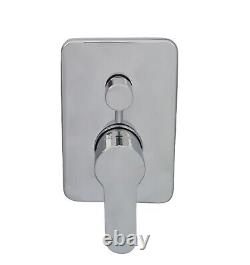 Mélangeur de douche thermostatique carré en chrome pour salle de bains avec ensemble de valve à double tête dissimulée