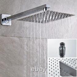 Mélangeur de douche thermostatique carré en chrome pour salle de bains avec ensemble de valve à double tête dissimulée