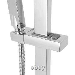 Mélangeur de douche thermostatique de barre carrée chromée exposée de salle de bain avec ensemble de valve à double tête