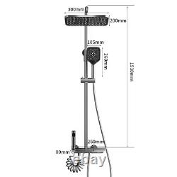 Mélangeur de douche thermostatique double tête de douche, ensemble de barre carrée large + pommeau de douche spray