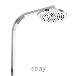 Mélangeur de douche thermostatique en chrome pour salle de bain avec tête jumelée exposée et ensemble de barre ronde carrée