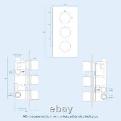 Mélangeur de douche thermostatique encastré à 3 voies Wilden 3 Dial Noir Mat