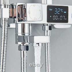 Mélangeur de douche thermostatique exposé à double tête avec barre de grande taille en chrome - système de valve