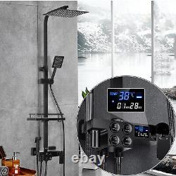 Mélangeur de douche thermostatique pour salle de bain avec quatre têtes carrées de pluie et pommeau de douche en chrome