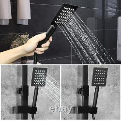 Mélangeur de douche thermostatique pour salle de bain avec quatre têtes carrées de pluie et pommeau de douche en chrome