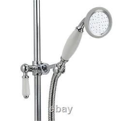 Mélangeur de douche thermostatique pour salle de bain traditionnelle Enora avec double pommeau et barre de douche coulissante