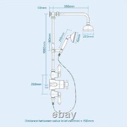 Mélangeur de douche thermostatique pour salle de bain traditionnelle Enora avec double pommeau et barre de douche coulissante