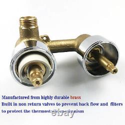 Mélangeur de douche thermostatique rond en chrome pour salle de bains avec ensemble de valve double dissimulée