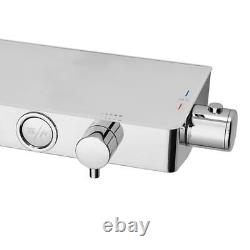 Mélangeur thermostatique de douche Triton avec barre de douche à double tête et rail réglable en chrome