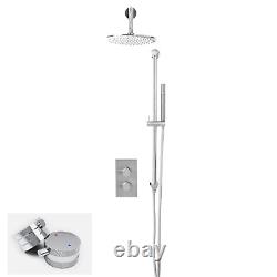 Mélangeur thermostatique de douche encastré avec valve de 235mm et ensemble de salle de bain avec rail sur la tête