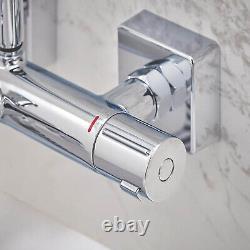 Mélangeur thermostatique de douche et de baignoire avec robinet de remplissage à simple motif de pulvérisation à double tête