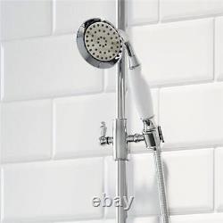 Mélangeur thermostatique de douche traditionnel en chrome avec valve à croix et pommeau rond de pluie.