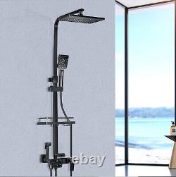 Mitigeur de douche exposé noir à thermostat avec ensemble de barre à double tête large Yewenxm