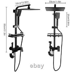 Mitigeur de douche exposé noir thermostatique avec ensemble de barre carrée large à double tête