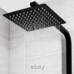 Mitigeur de douche moderne thermostatique exposé, vanne à double tête carrée de salle de bain, noir.