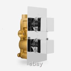 Mitigeur de douche thermostatique carré encastré 2 commandes 1 voie valve chrome Temel