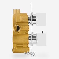 Mitigeur de douche thermostatique carré encastré 2 commandes 1 voie valve chrome Temel