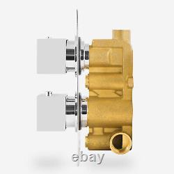 Mitigeur de douche thermostatique carré encastré 2 commandes 1 voie valve chrome Temel