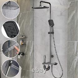 Mitigeur de douche thermostatique double tête de grande taille avec ensemble de barre carrée noir pour salle de bain
