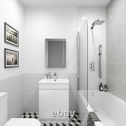Mitigeur de douche thermostatique encastré pour salle de bain avec double tête de douche, set de barre carrée large en chrome.