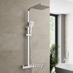 Mitigeur de douche thermostatique moderne exposé carré avec ensemble de valve à double tête pour salle de bain