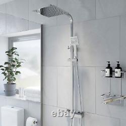 Mitigeur de douche thermostatique moderne exposé carré avec ensemble de valve à double tête pour salle de bain