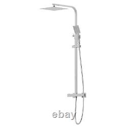 Mitigeur de douche thermostatique moderne exposé carré avec ensemble de valve à double tête pour salle de bain