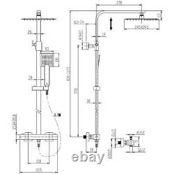 Mitigeur de douche thermostatique moderne exposé carré avec ensemble de valve à double tête pour salle de bain