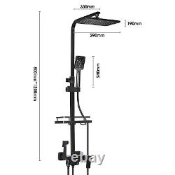 Mitigeur de douche thermostatique noir exposé à double tête, ensemble de barre large Geiwvli