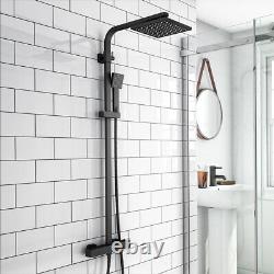 Nouveau ensemble de mitigeur de douche thermostatique noir de 300mm avec tête jumelle et valve exposée