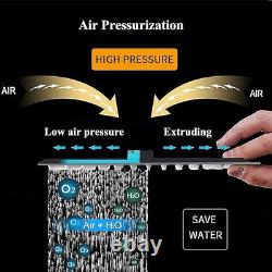 Nouveau ensemble de mitigeur de douche thermostatique noir de 300mm avec tête jumelle et valve exposée