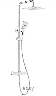 RRP 150 £ Ensemble de mélangeur de douche thermostatique Rainsworth Chrome 2525 cm Pluie carrée