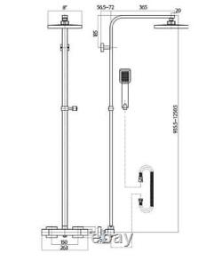 Robinet de douche à mélangeur complet thermorégulé carré en laiton brossé