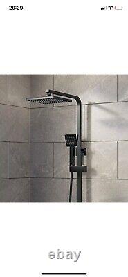 Robinet de douche thermostatique à deux têtes avec douche pluie ronde et douchette, noir mat