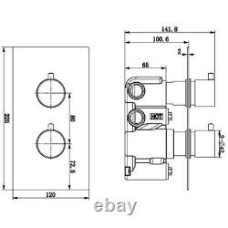 Robinet de douche thermostatique à mélangeur rond dissimulé à double sortie en argent et chrome