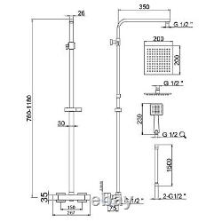 Robinet de lavabo de salle de bain en noir mat avec mitigeurs de douche thermostatiques et robinet de baignoire carré cascade