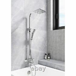 Robinet de mélangeur de douche de bain thermostatique mural monté sur chrome et kit de douche à montant rigide