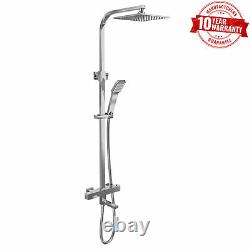 Robinet de mélangeur de douche de bain thermostatique mural monté sur chrome et kit de douche à montant rigide