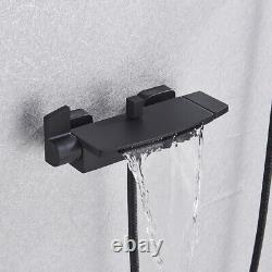 Robinet de mélangeur de douche de bar pour baignoire à cascade noire monté sur le mur