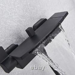 Robinet de mélangeur de douche de bar pour baignoire à cascade noire monté sur le mur