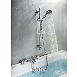 Robinet mélangeur de douche de baignoire de salle de bain chromé thermostatique avec kit de rail coulissant