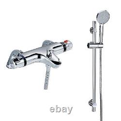 Robinet mélangeur de douche de baignoire de salle de bain chromé thermostatique avec kit de rail coulissant