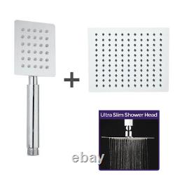 Robinet mélangeur de douche encastré à 3 voies carré, pomme de douche, douchette, remplisseur de baignoire